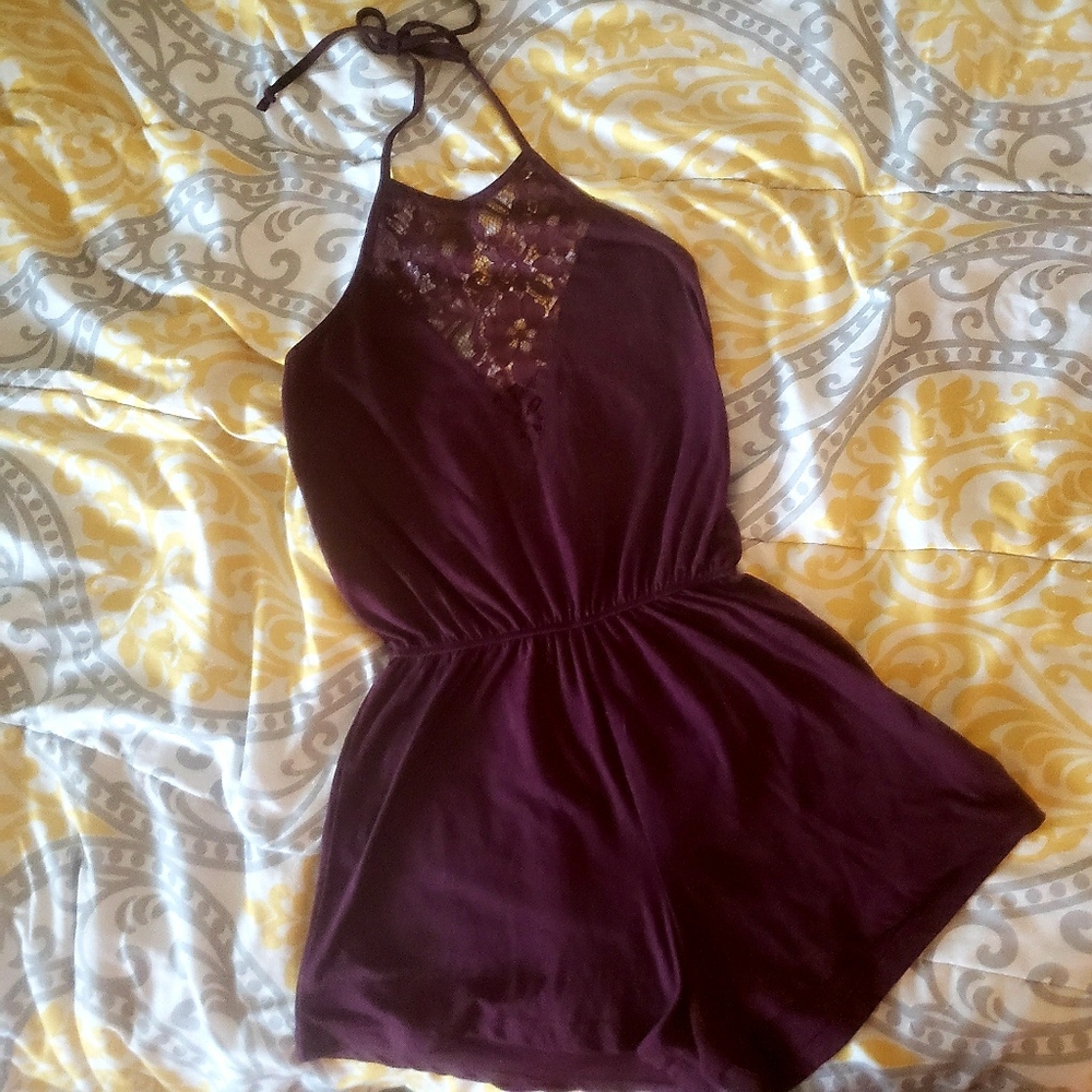 Lace Front Halter Top Romper, XS *3/$25!*